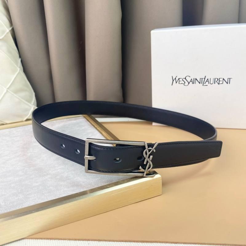 Saint Laurent Classic Monogram Square Buckle Belt Embossed Leather Banlieue91