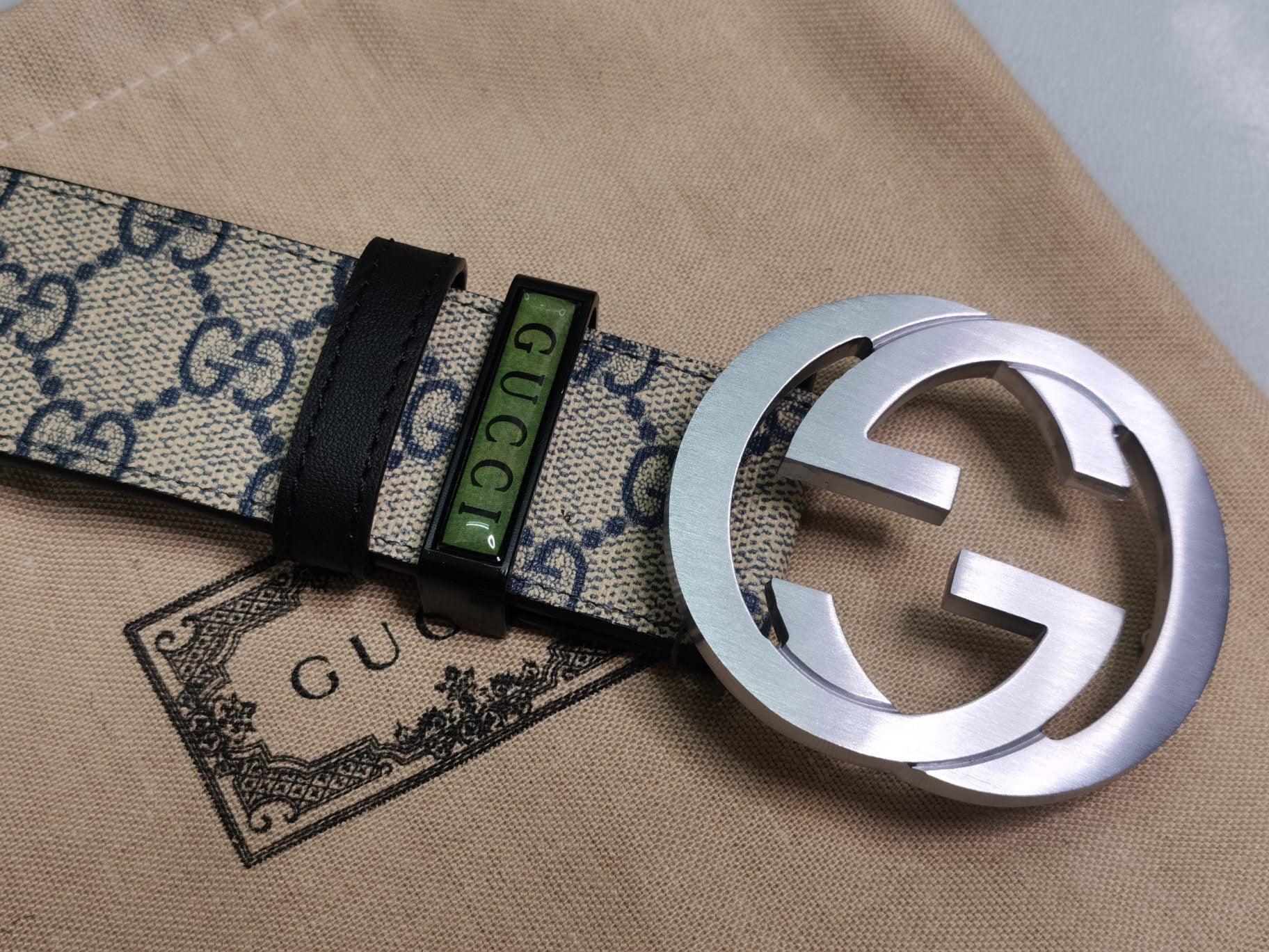 GUCCI Embellished coated-canvas and leather belt 'Beige' Banlieue91