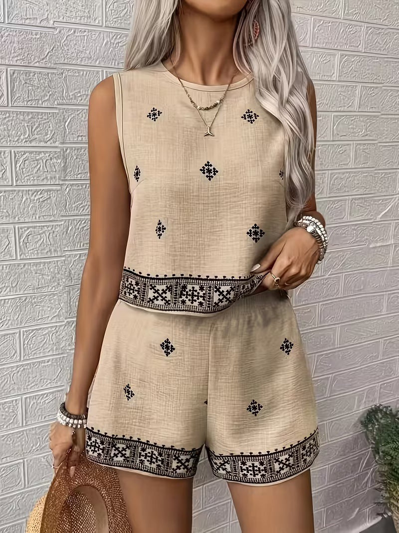 Women's Floral Print Tank Top & Shorts Two-Piece Set – Summer FitiqueFit