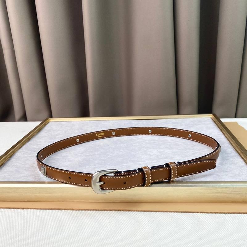 Celine Women Silver Buckle Belt 'Brown' Banlieue91