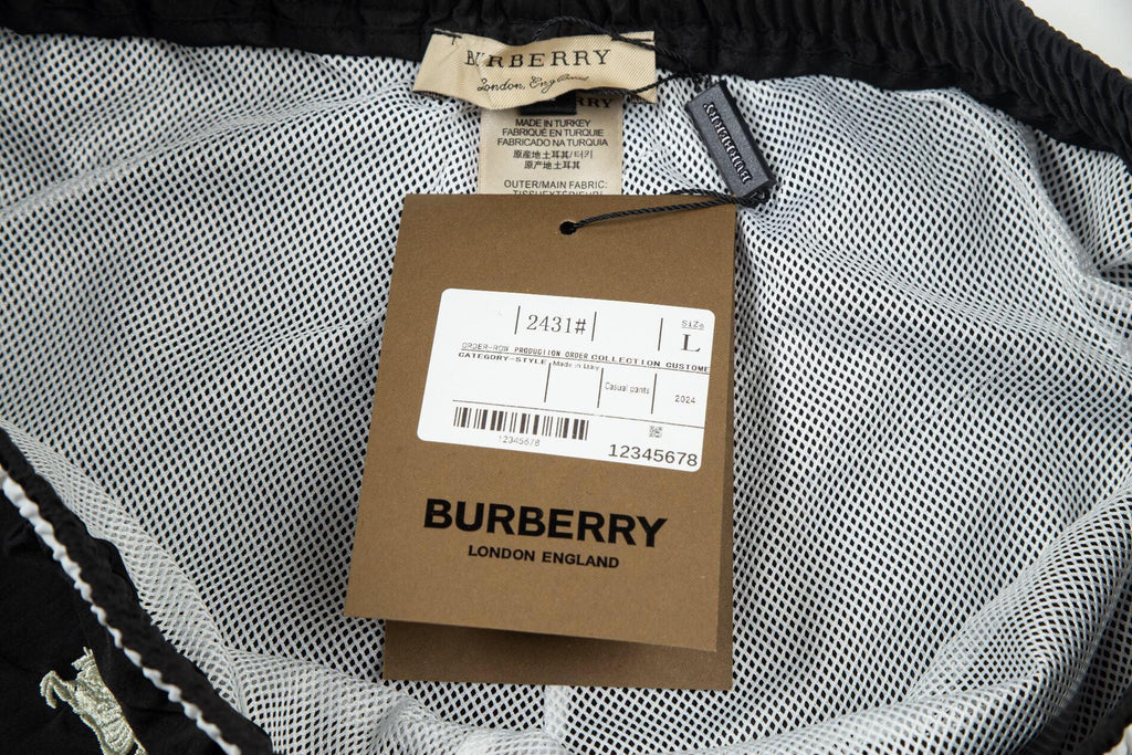 Burberry Men's Striped Cotton Knit Basketball Shorts 'Black' Banlieue91