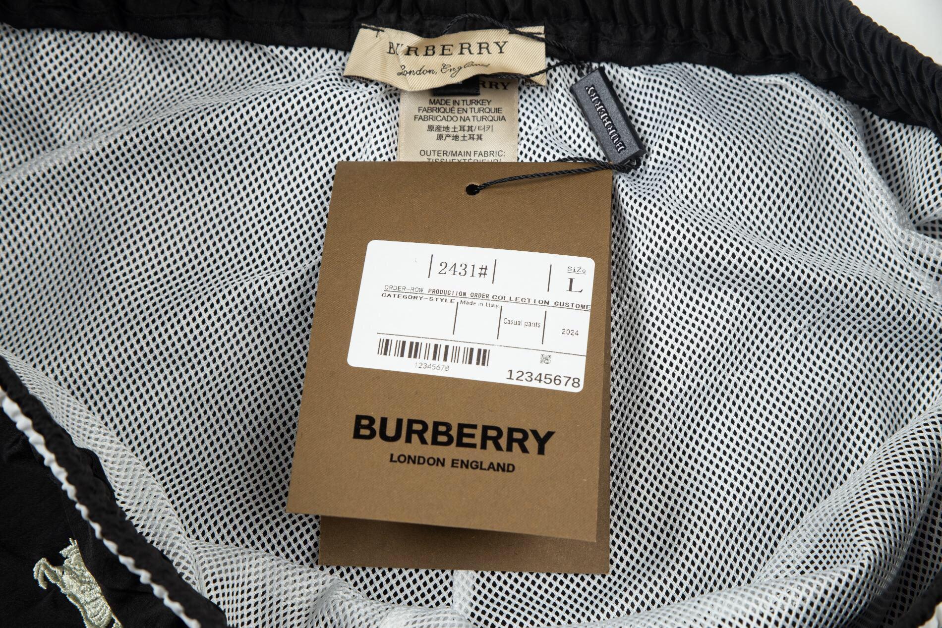 Burberry Men's Striped Cotton Knit Basketball Shorts 'Black' Banlieue91