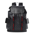 Gucci Soft GG Supreme Monogram Appia Calfskin Web Double Buckle Backpack Black Banlieue91