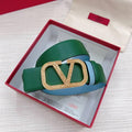 Valentino V logo Hammered Buckle Reversible Wide Signature Belt 'Green/Sky Blue' Banlieue91