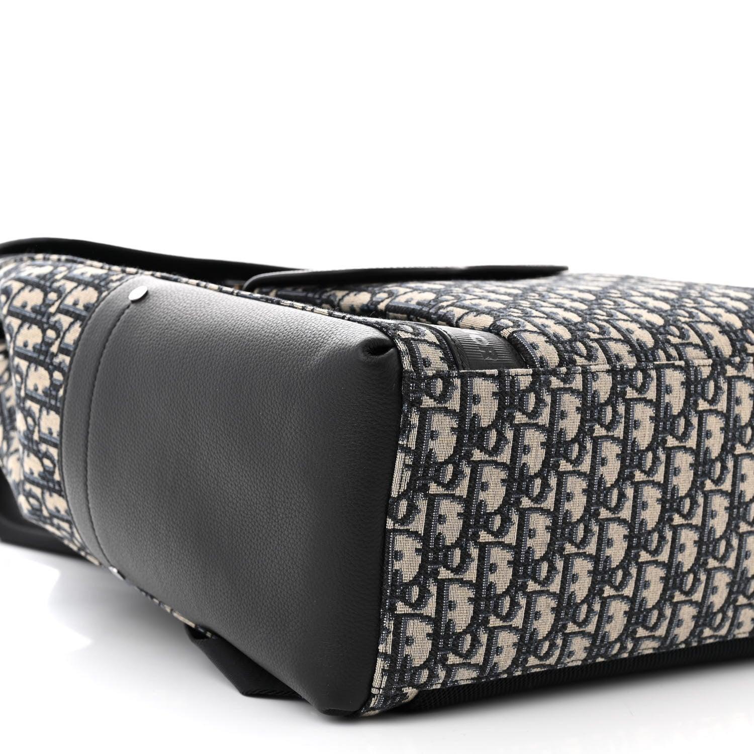 Christian Dior Oblique Jacquard Grained Calfskin Saddle Backpack With Flap Banlieue91