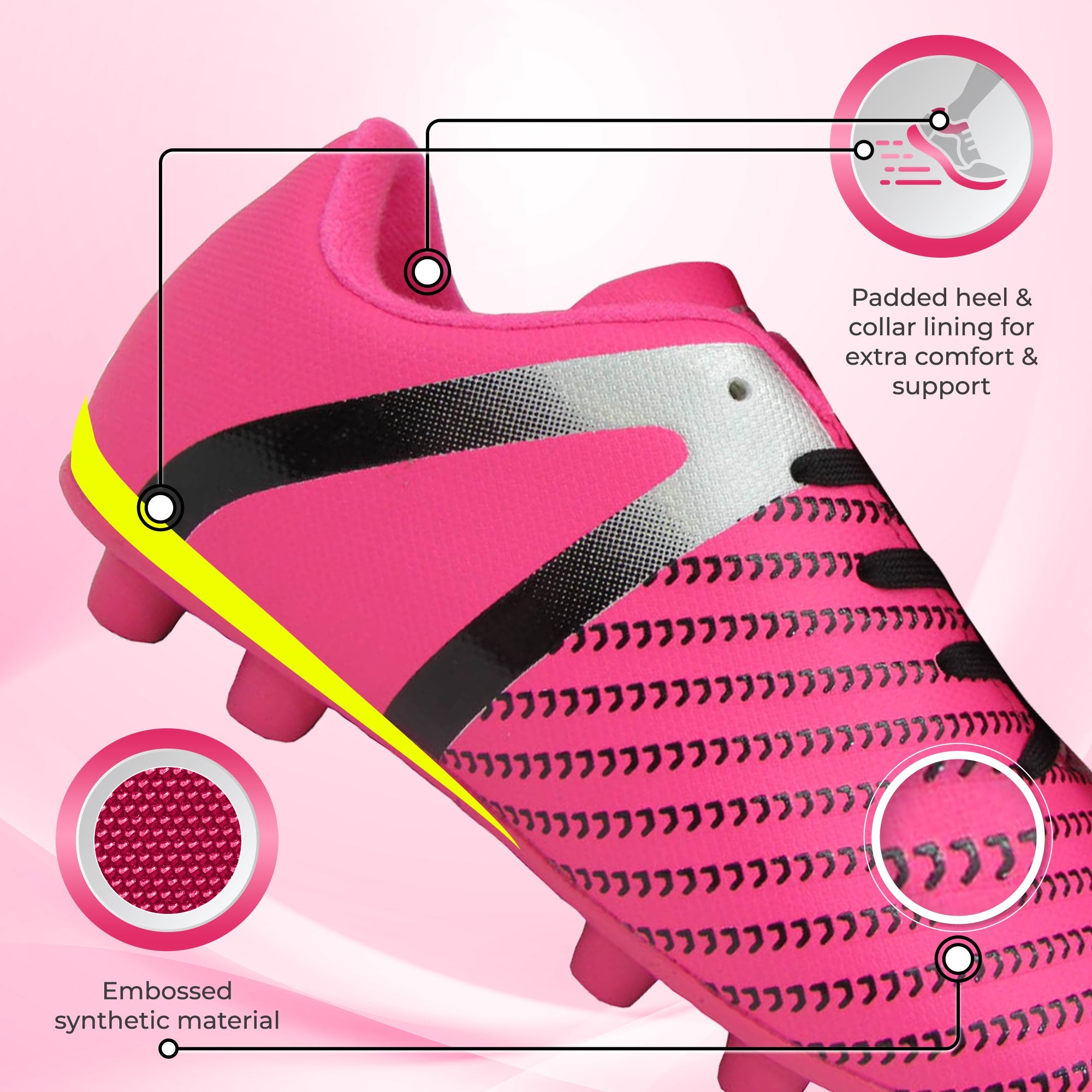 Vizari Impact Firm Ground Soccer Shoes – Pink/Silver Vizari Sports