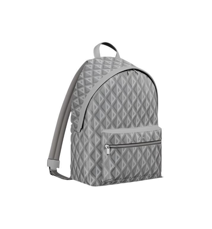 Dior Rider Zipped Backpack Grey Coated Cotton Canvas with CD Diamond Print Banlieue91