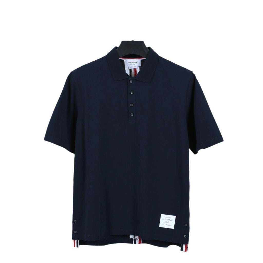 Thom Browne Navy Blue T-Shirt with Collar Banlieue91