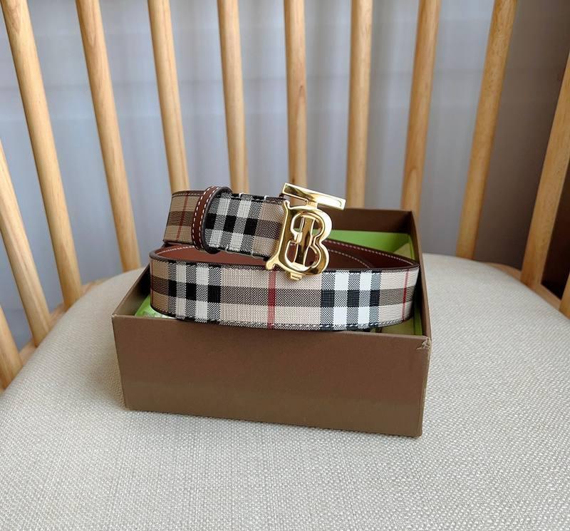 Burberry TB Belt E-Canvas & Leather Vintage Check Monogram Buckle - Timeless Luxury Banlieue91