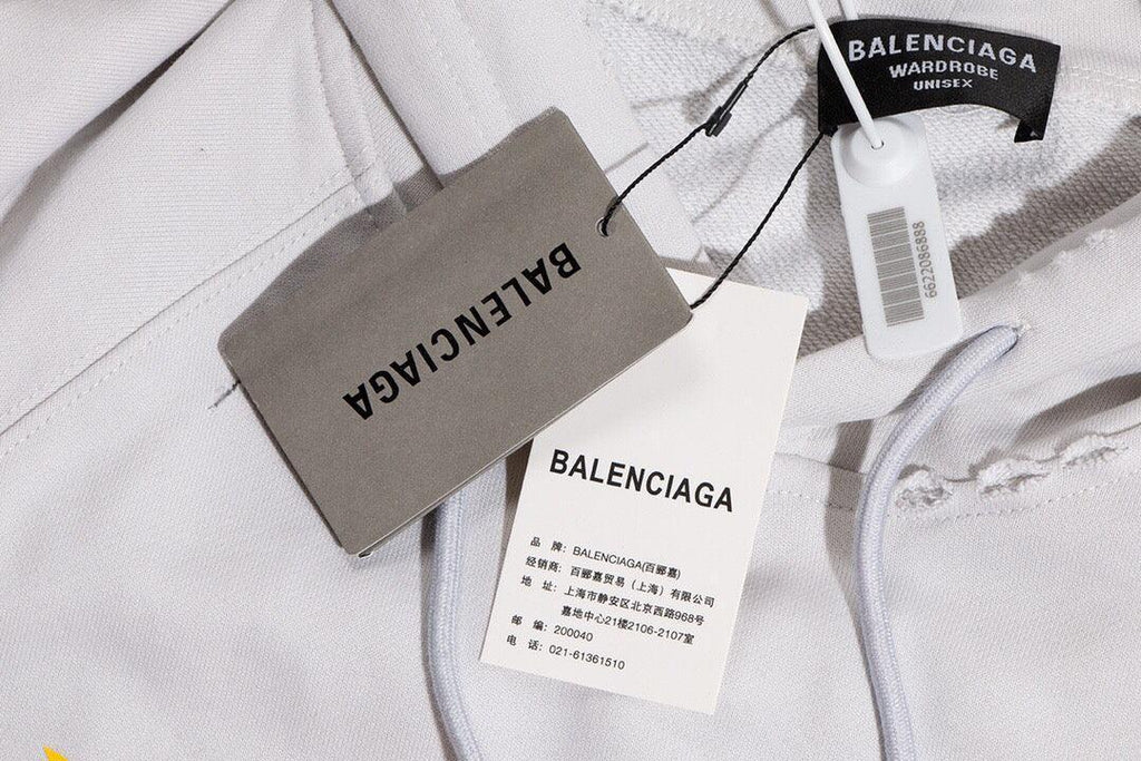 Balenciaga logo-print detail hoodie – White Banlieue91