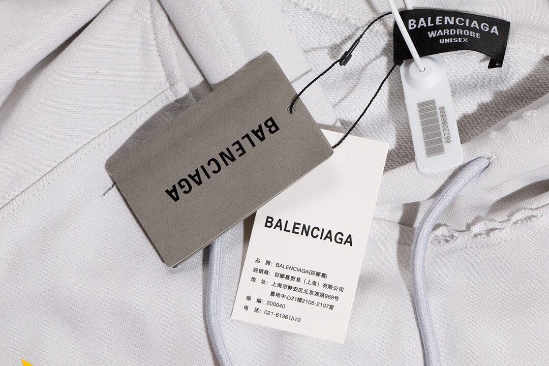 Balenciaga logo-print detail hoodie – White Banlieue91