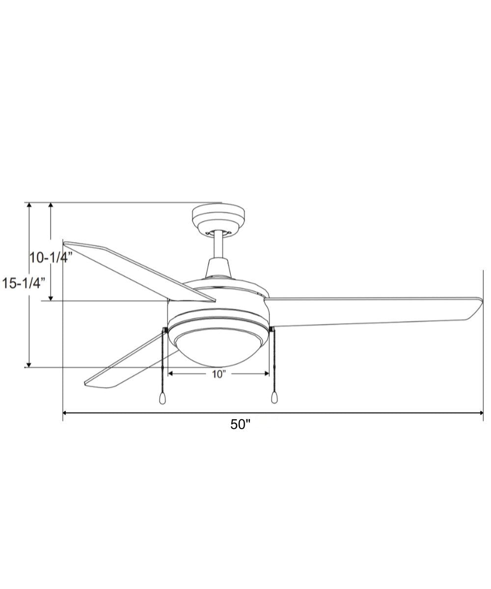 50" Contempo 3-Blade Ceiling Fan Oil Rubbed Bronze Finish with Integrated LED Light LampsUSA