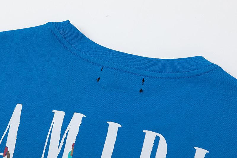 Amiri Blue T-Shirt Without Collar Banlieue91
