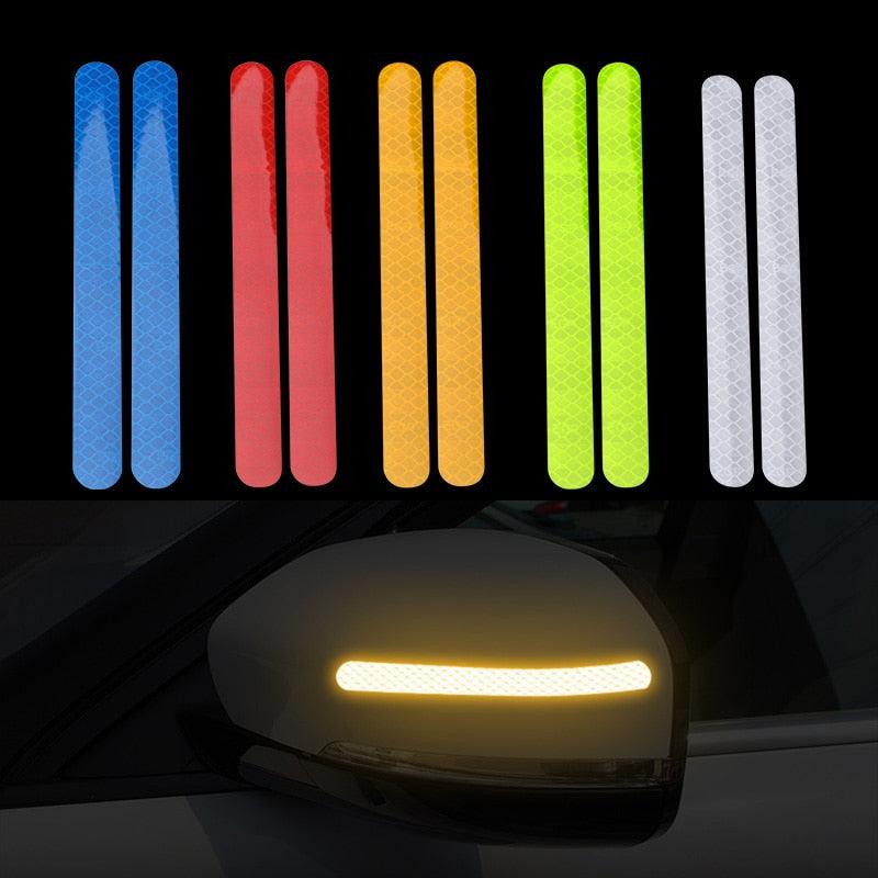 2Pcs Reflectance Car Stickers Reflector Rearview Mirror Reflective Tape Car Accessories Exterior Reflex Tape Reflective Strip Reflective Car Stickers Set Rearview Mirror Reflective Warning Stickers Car Side Reflective Stickers