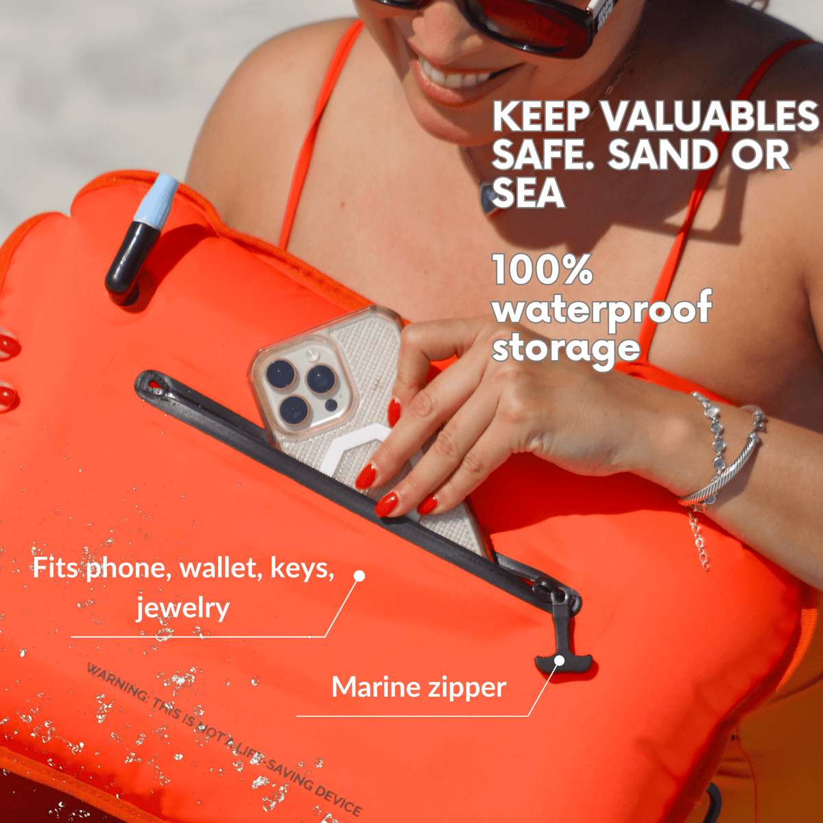 3-in-1 Inflatable Beach Pillow, Waterproof Dry Bag & Swim Buoy Handy Beach Goods