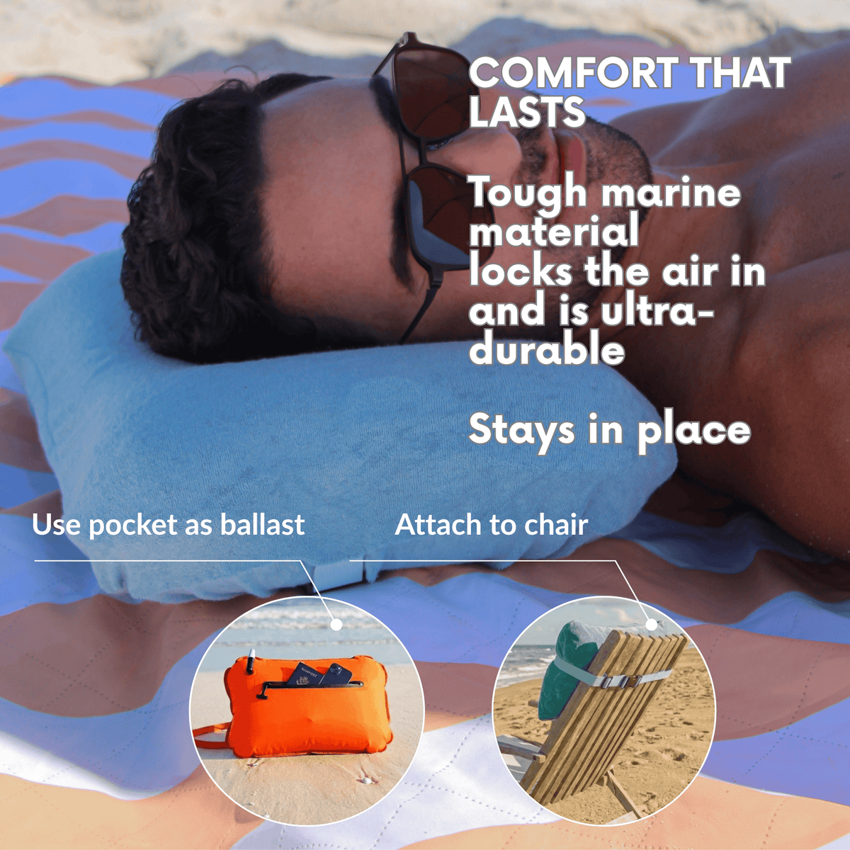 3-in-1 Inflatable Beach Pillow, Waterproof Dry Bag & Swim Buoy Handy Beach Goods