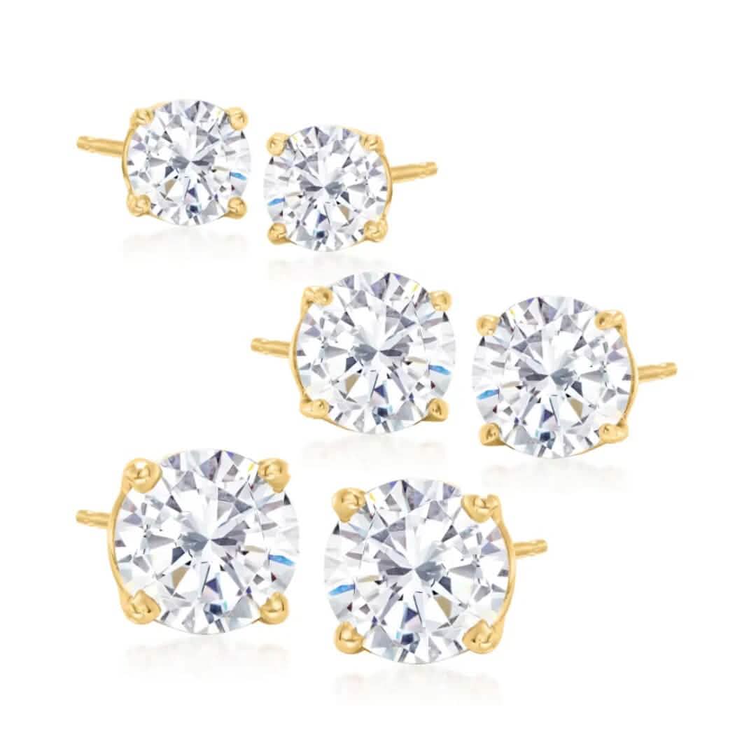 3-Pair Set: Sterling Silver Crystal Stud Earrings DailySale