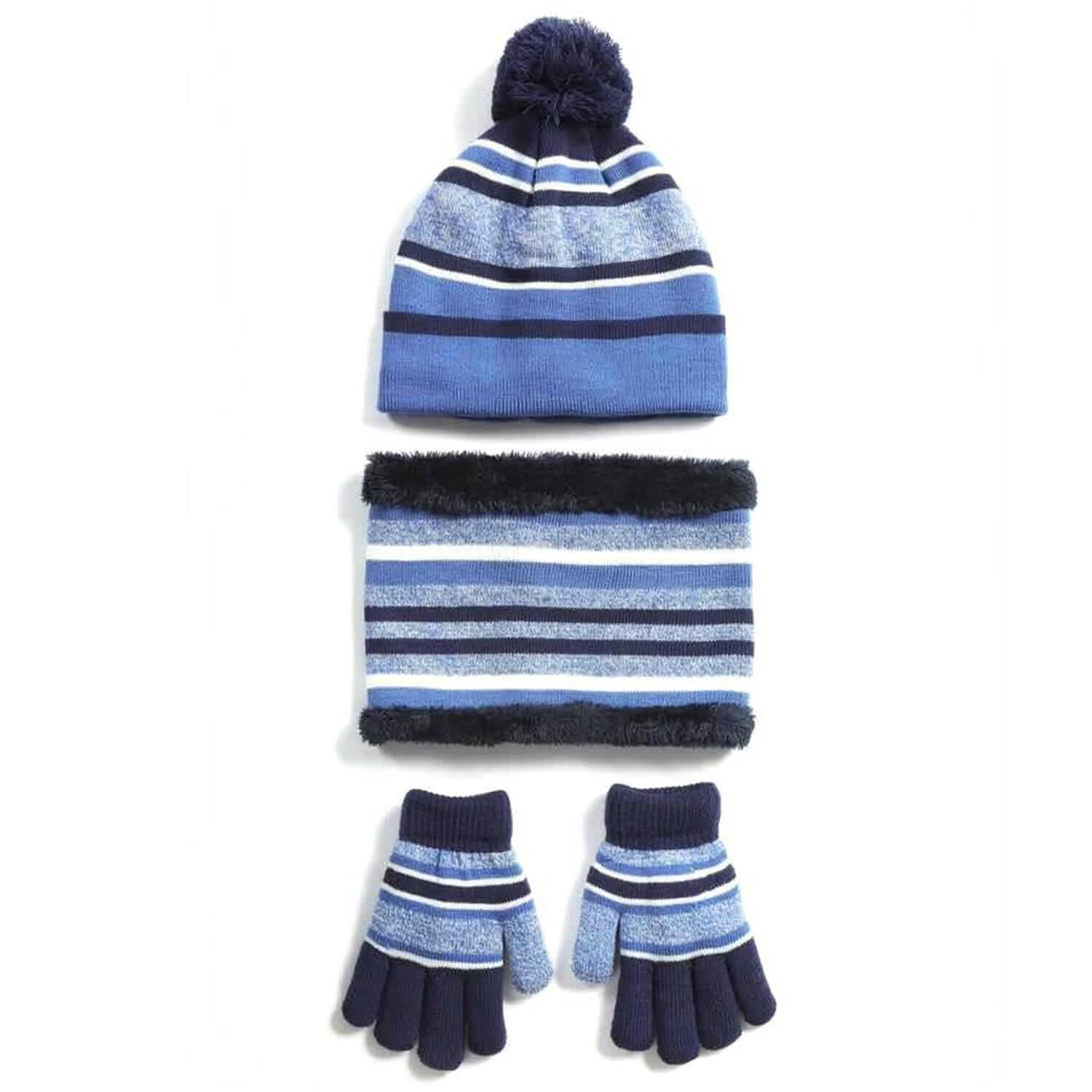 3-Piece Set: Winter Kids Knitted Warm Beanie Hat and Glove for 4-7 Years Old DailySale