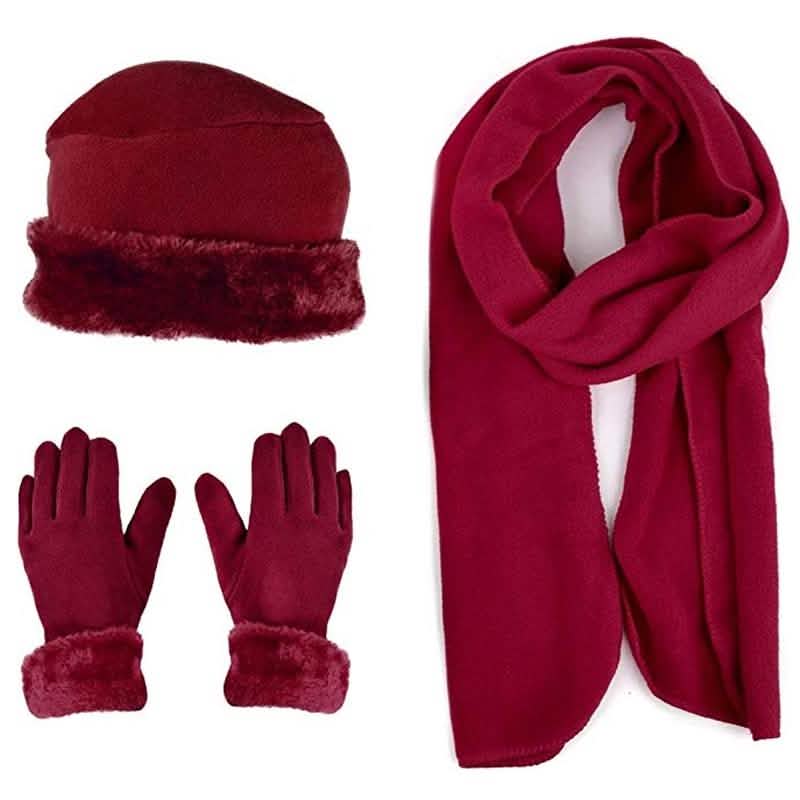 3-Piece Set: Women's Warm Fleece Winter Set Fur Trim DailySale