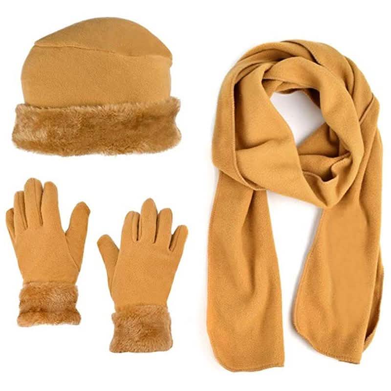 3-Piece Set: Women's Warm Fleece Winter Set Fur Trim DailySale