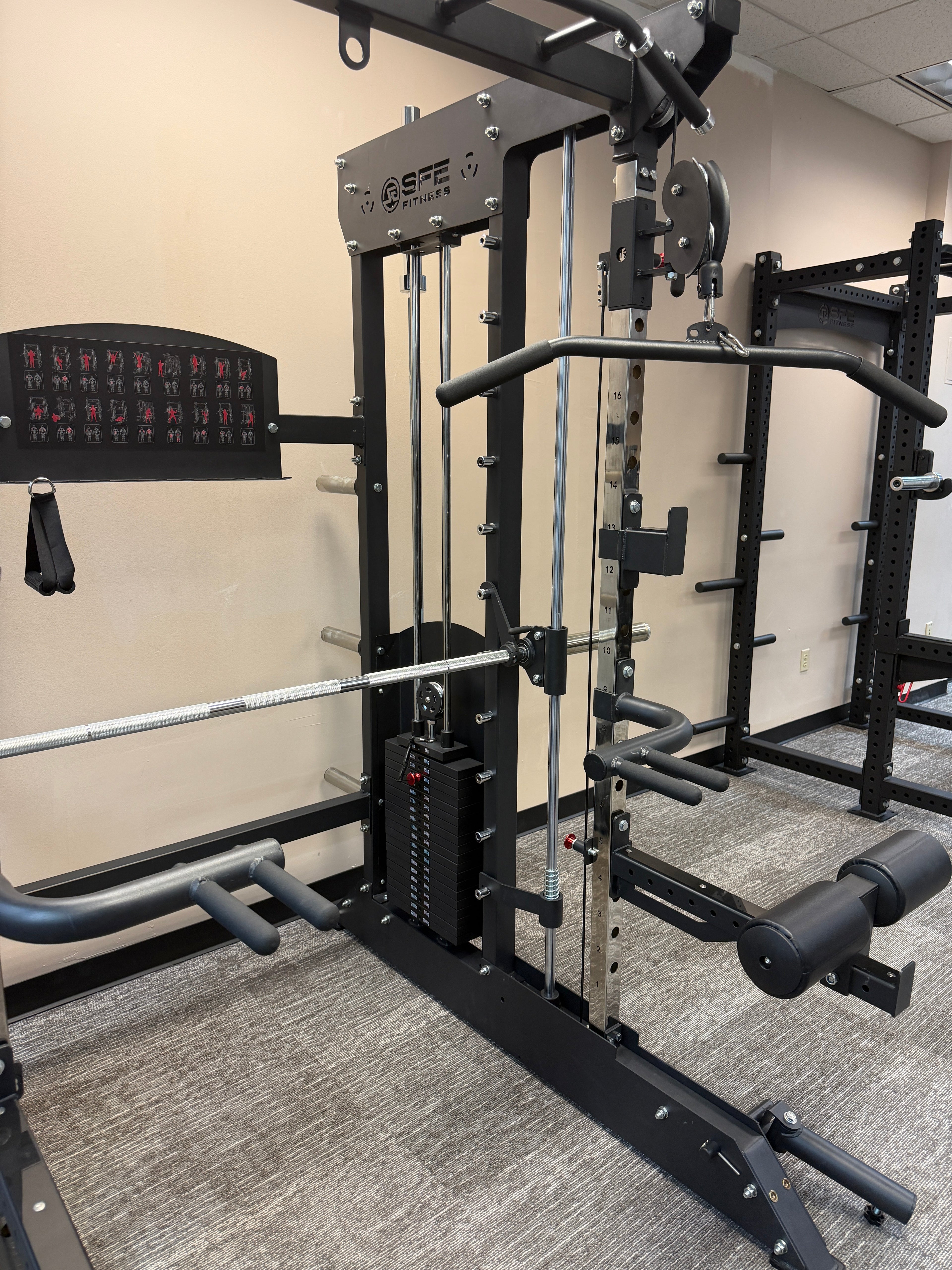 All-in-One Home Gym, Power Rack w/ Smith Machine & Functional Trainer w/ 2x - 220lb weight stacks (New) Sports & Fitness Exchange