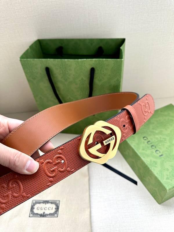 GUCCI Embellished coated-canvas and leather belt 'Red' Banlieue91