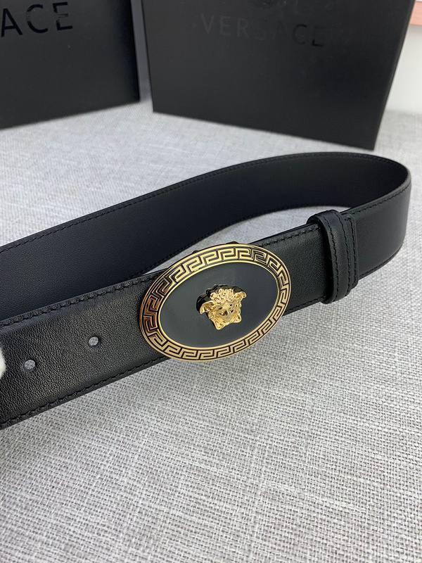 Versace Black Leather Vitello Belt Gold Medallion Buckle Banlieue91