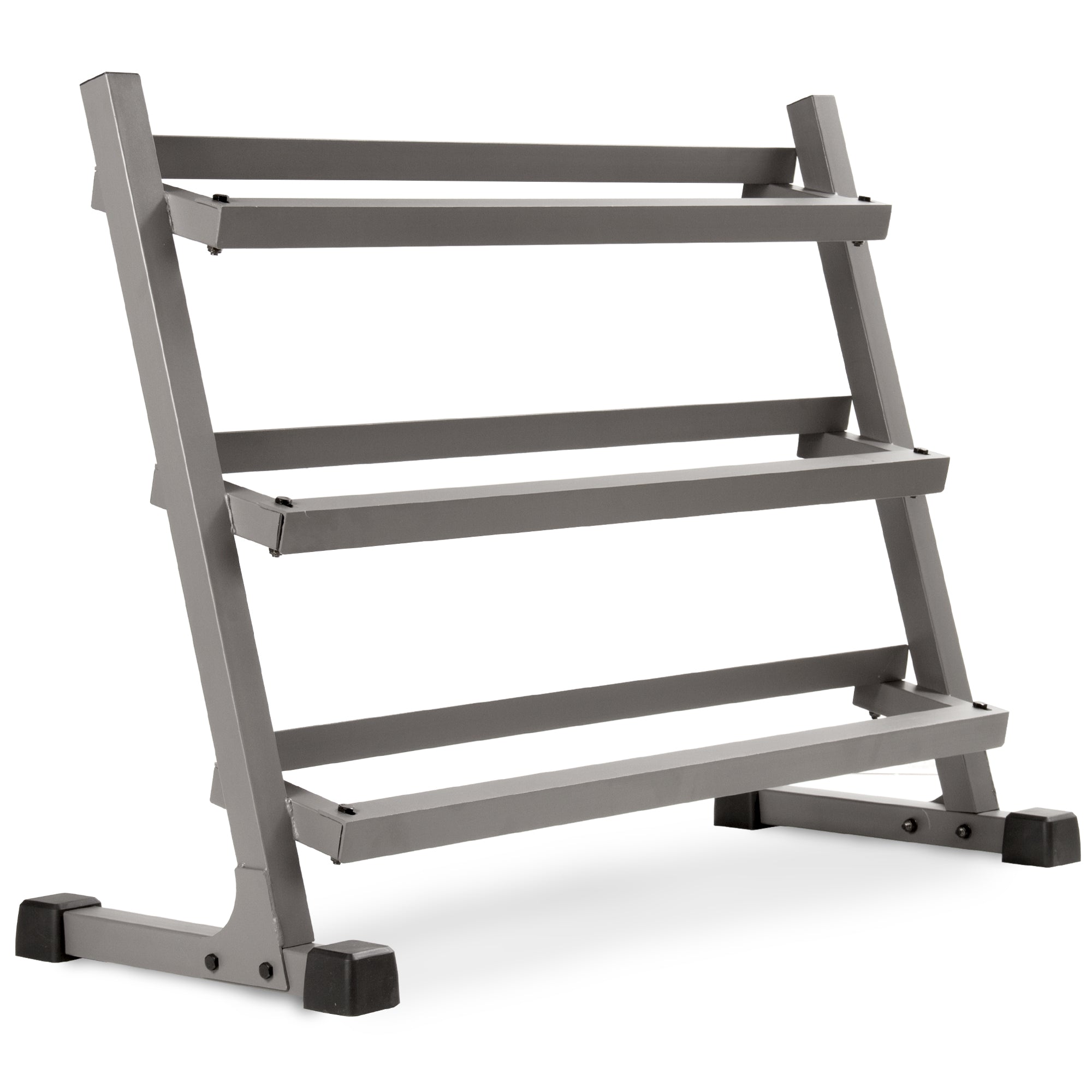 5-50 lb Rubber Hex Dumbbell Set with Commercial 3-Tier Storage Rack