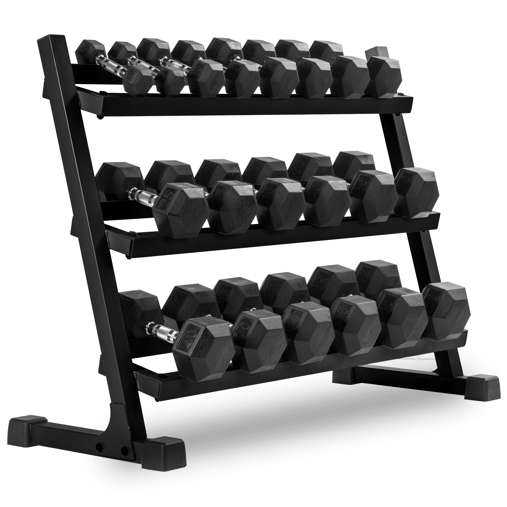 5-50 lb Hex Dumbbell Set with Rack and Weight Bench XMARK