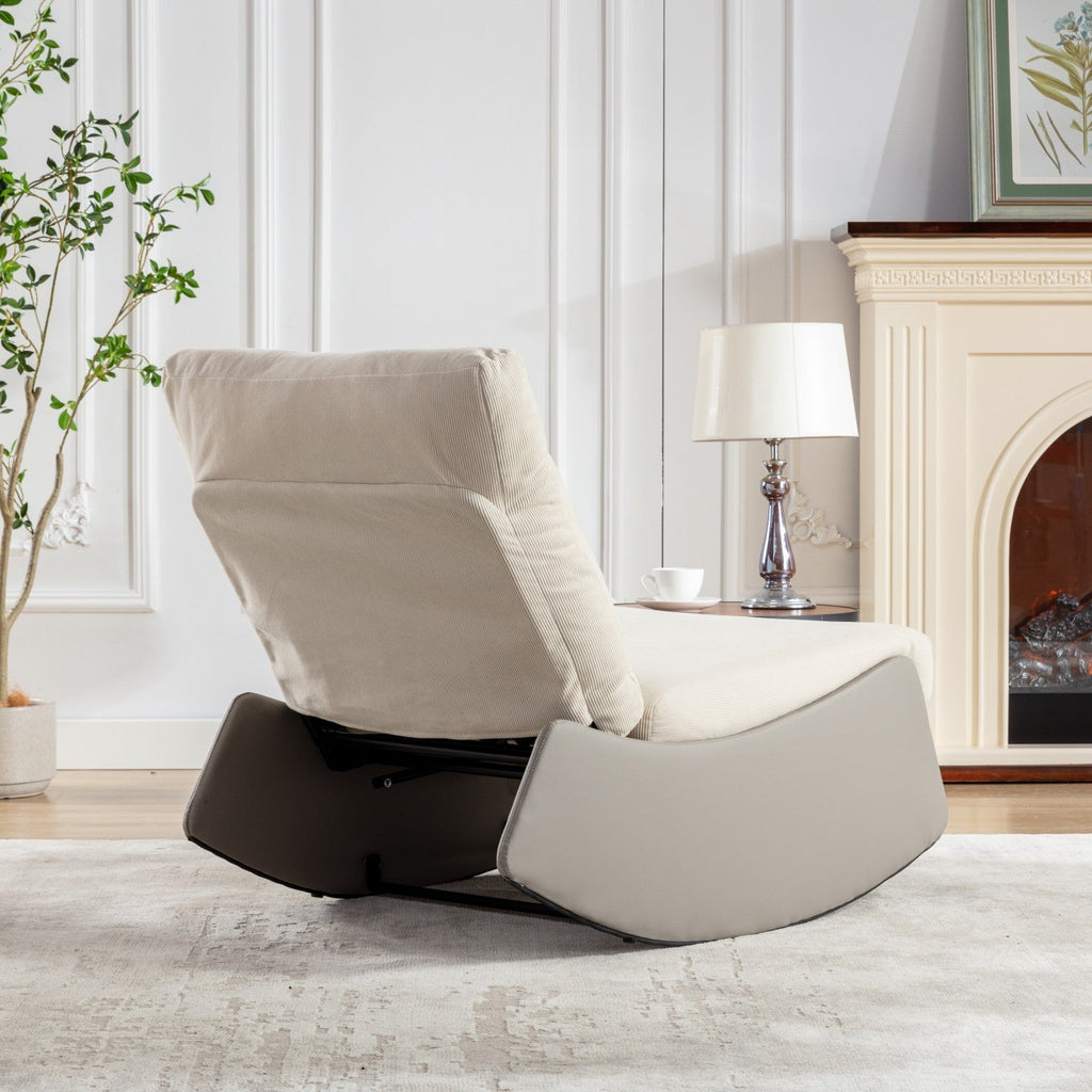 Modern rocking chair recliner, comfortable cushioned recliner with footstool, gray V.I.P Digital Presence
