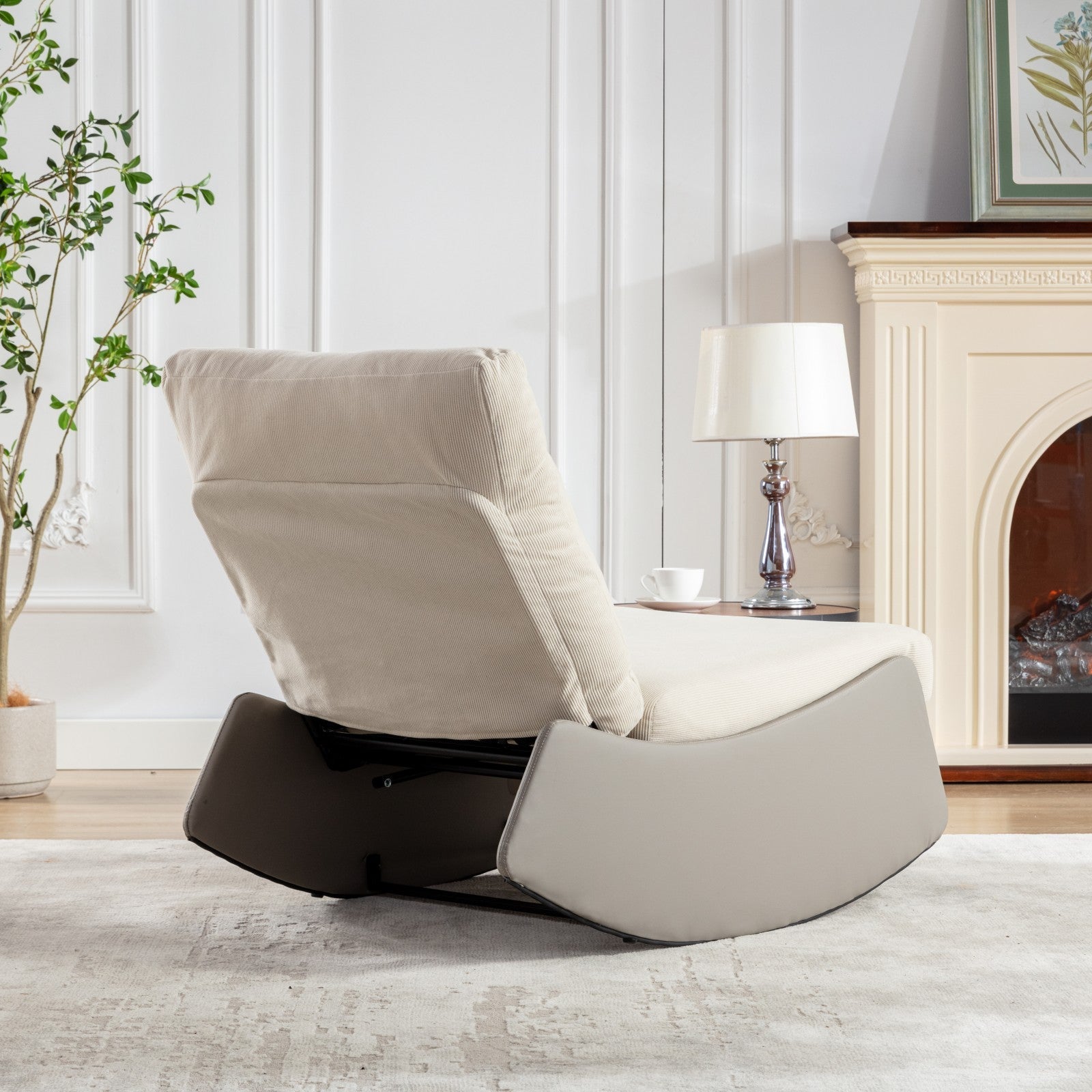 Modern rocking chair recliner, comfortable cushioned recliner with footstool, gray V.I.P Digital Presence