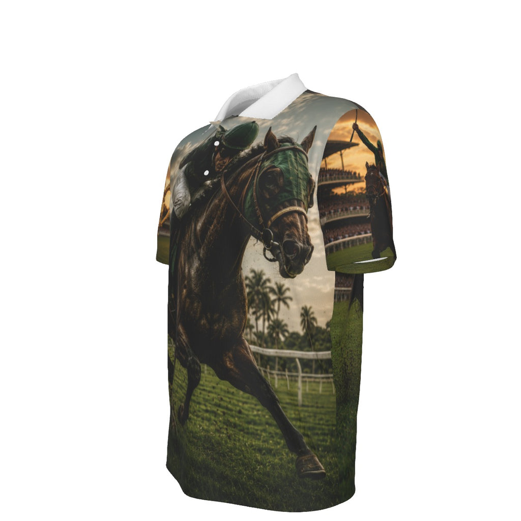 All-Over Print Men's Heavyweight Polyester Polo Shirt|210GSM