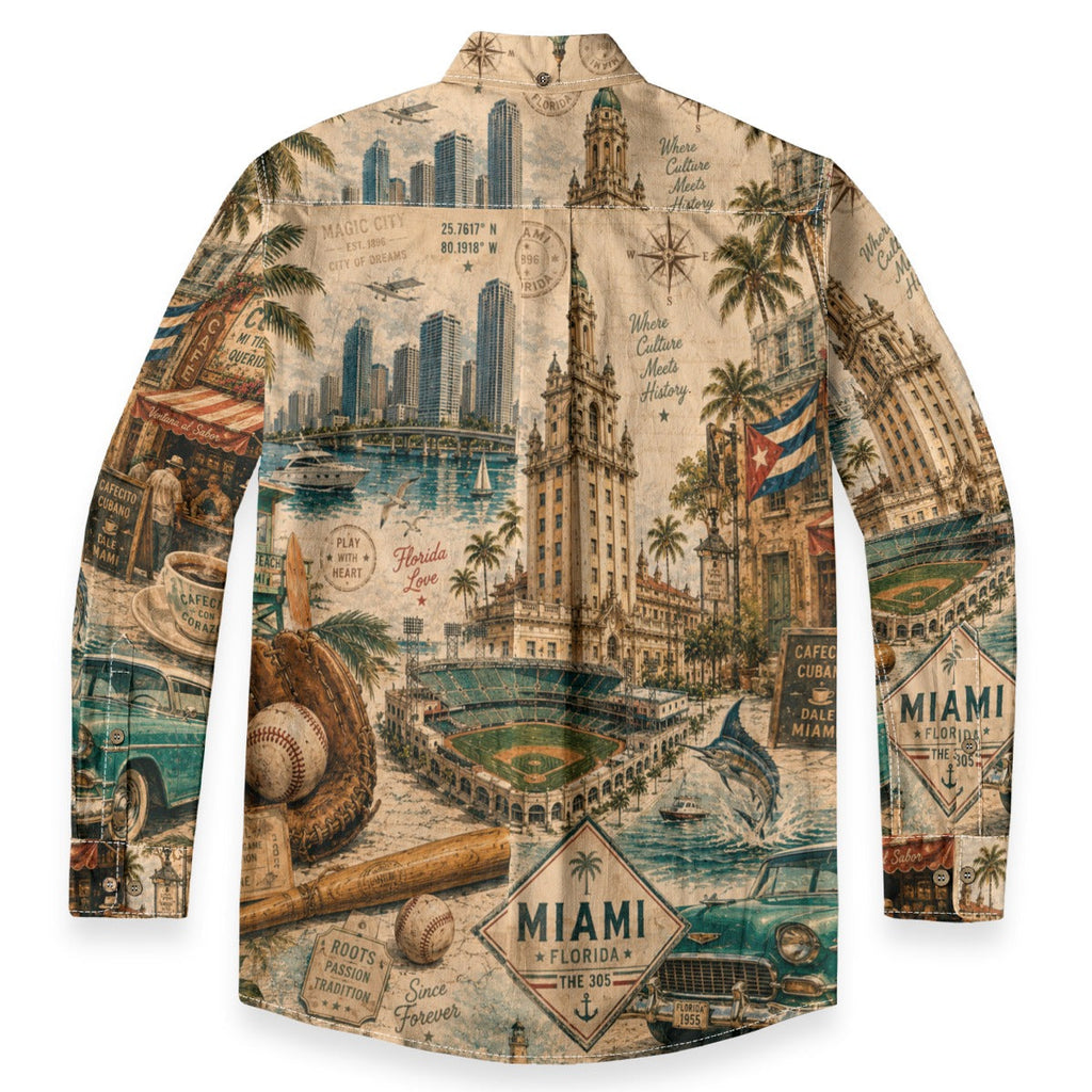 All-Over Print Men's Casual Lapel Long Sleeve Shirt|125GSM Cotton