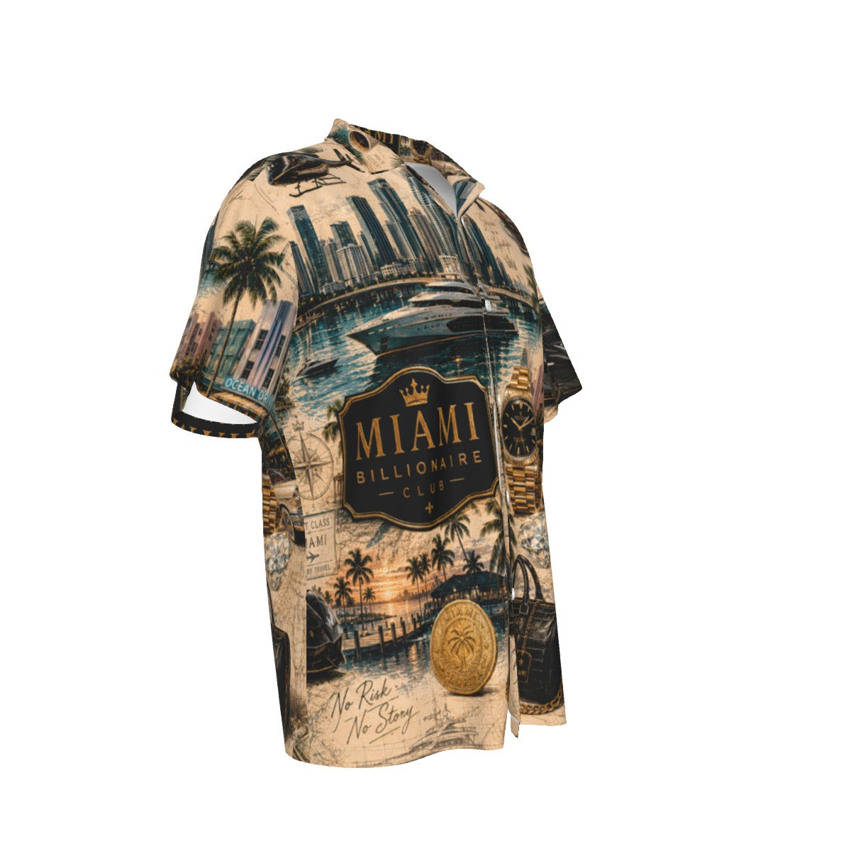 All-Over Print Men's Hawaiian Shirt With Button Closure |115GSM Cotton poplin
