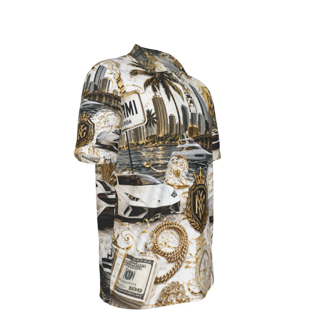 All-Over Print Men's Polo Collar Jersey