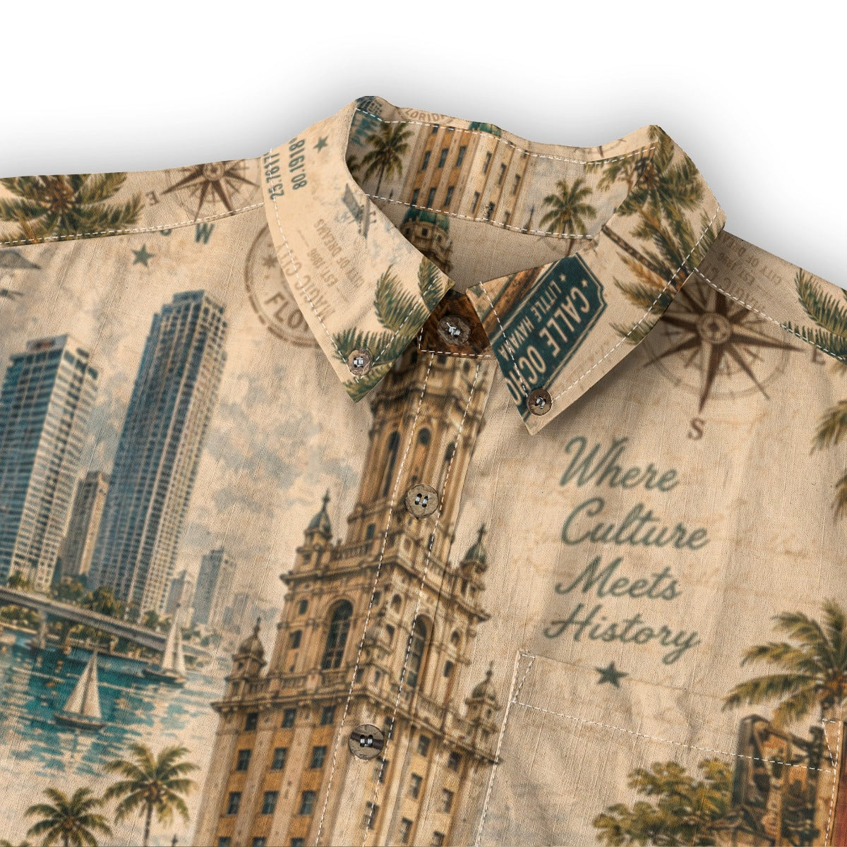 All-Over Print Men's Casual Lapel Long Sleeve Shirt|125GSM Cotton