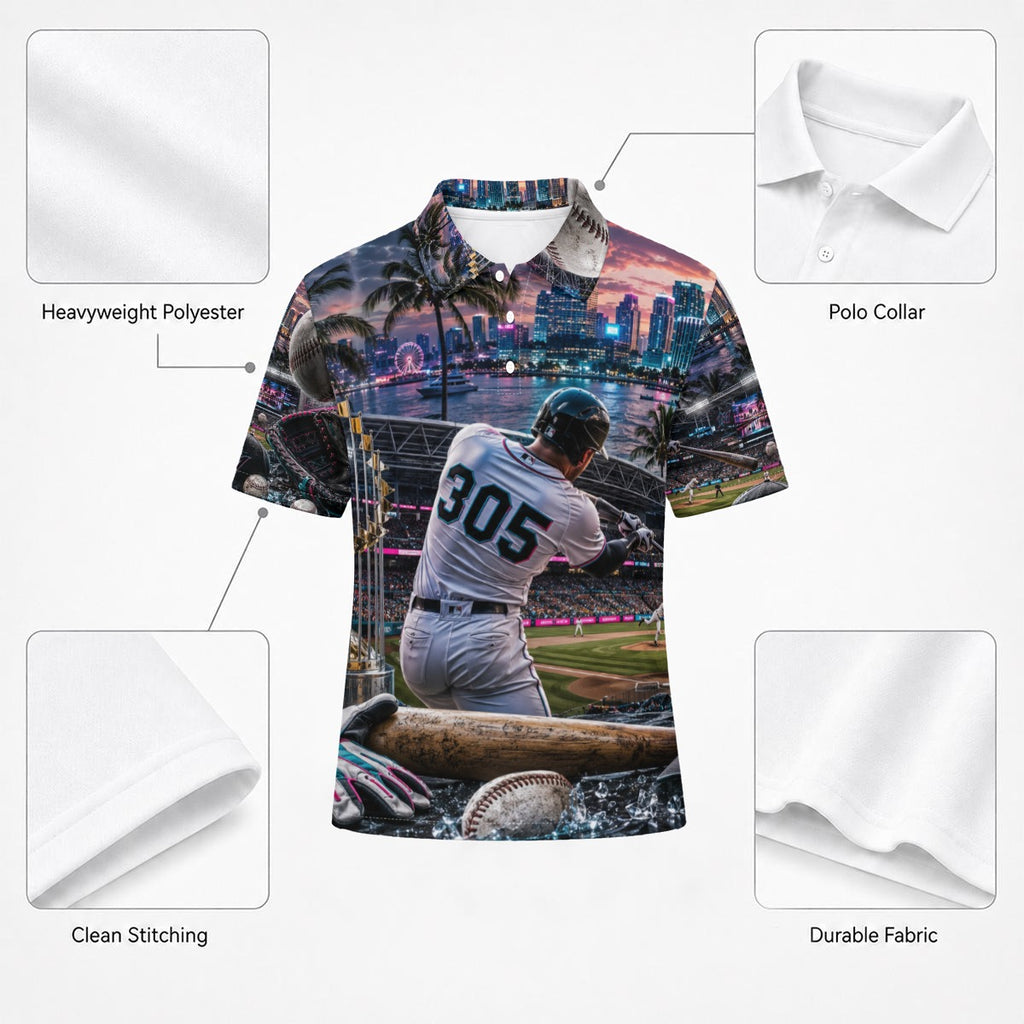 All-Over Print Men's Heavyweight Polyester Polo Shirt|210GSM