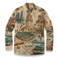 All-Over Print Men's Casual Lapel Long Sleeve Shirt|125GSM Cotton