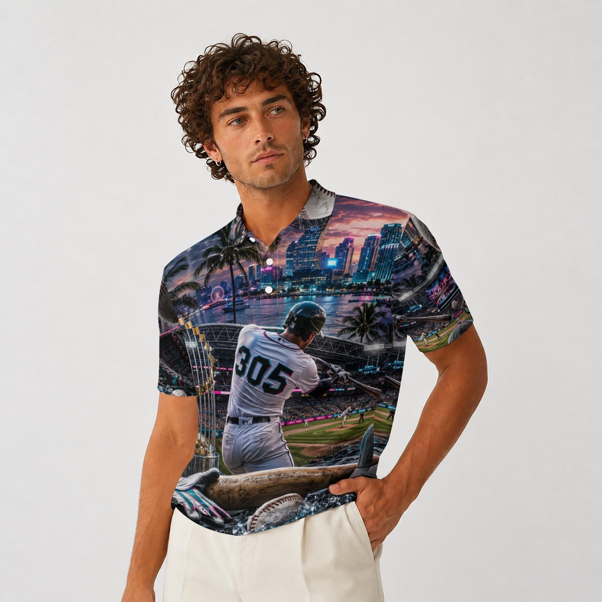 All-Over Print Men's Heavyweight Polyester Polo Shirt|210GSM