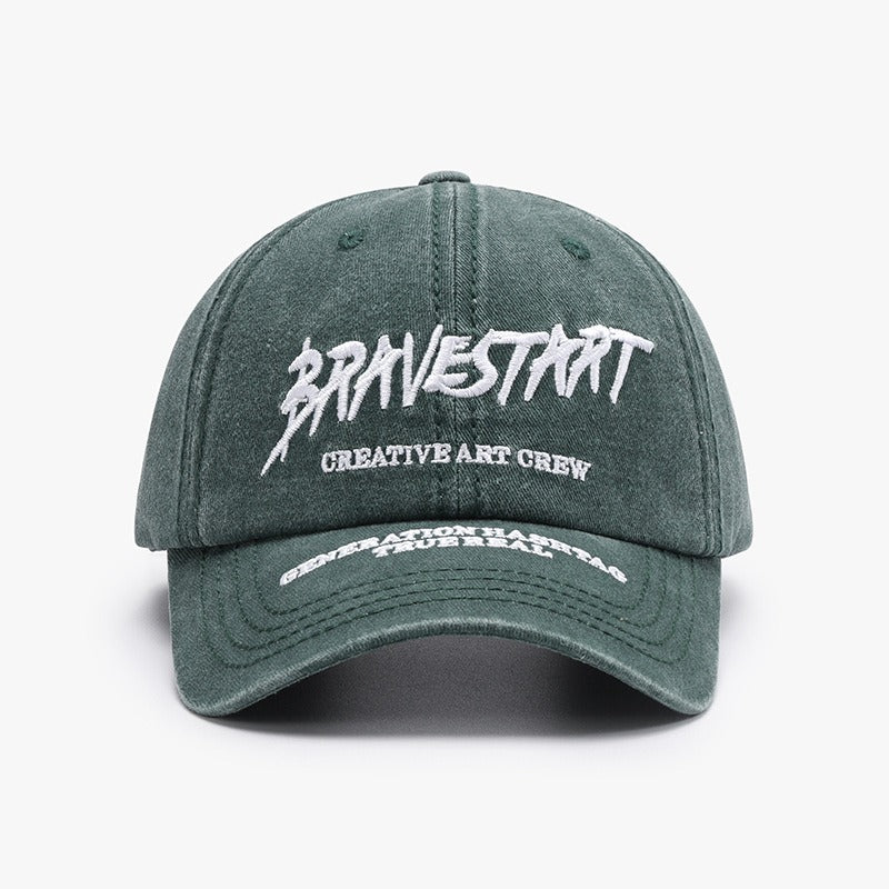 Fashionable Outdoor Versatile Curved Brim Letter Embroidery Men's Flat Tongue Hat Show Face Small Washed Women's Simple Baseball Hat Fashion V.I.P Digital Presence