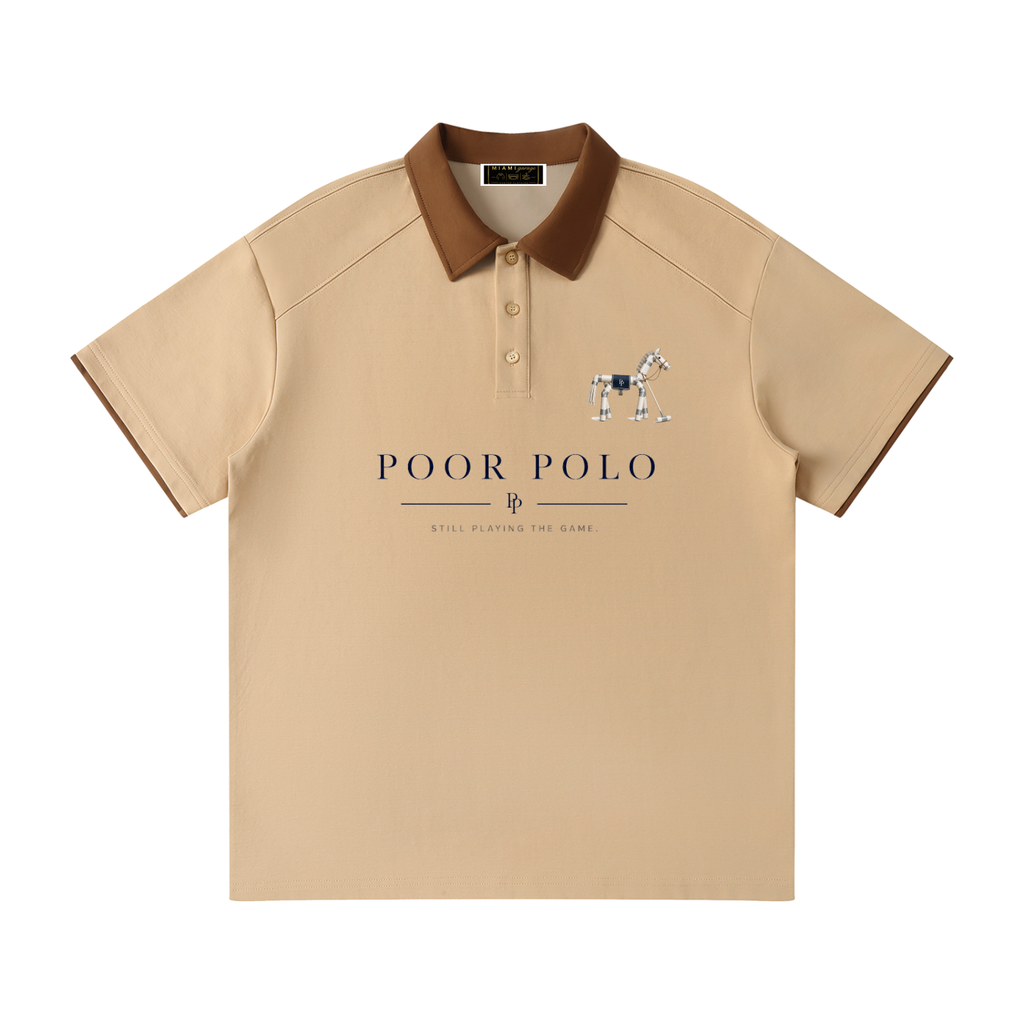 Contrast Collar Raglan Polo Shirt