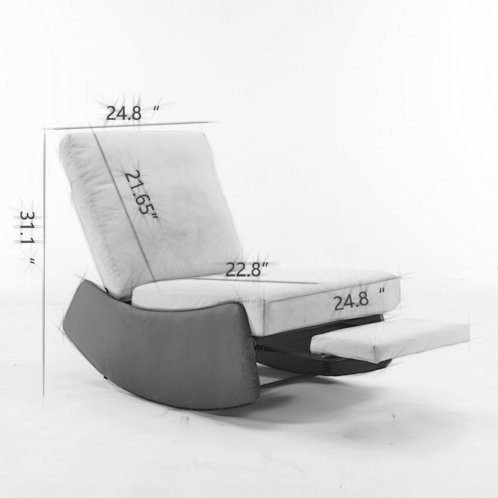 Modern rocking chair recliner, comfortable cushioned recliner with footstool, gray V.I.P Digital Presence
