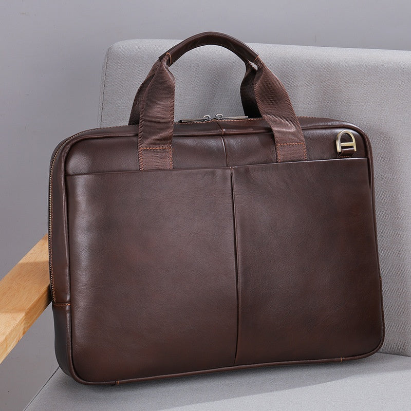 Genuine Leather Large Capacity Briefcase Men's Horizontal First Layer Cowhide Computer Storage Bag Pi-Mart