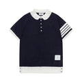 Thom Browne Navy Blue & White T-Shirt with Collar Banlieue91