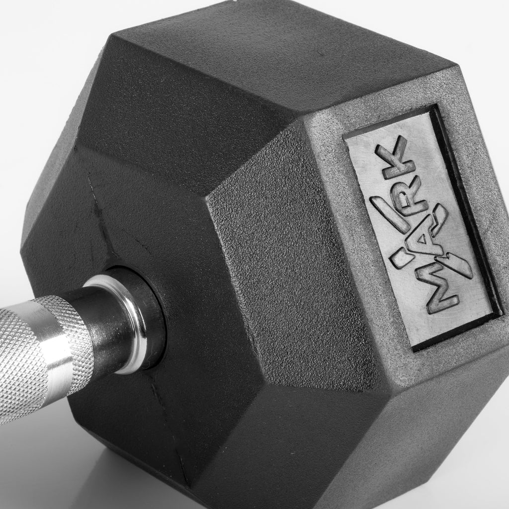 5-50 lb Rubber Hex Dumbbell Set with Commercial 3-Tier Storage Rack