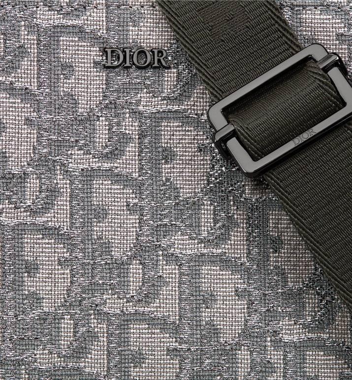 Zipped Pouch with Strap Grey and Black Dior Oblique Jacquard Banlieue91