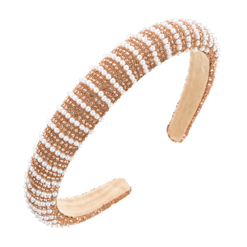 New Full Diamond Headband Pearl Rhinestone Fashion Headband Versatile Hair Accessories For Going Out