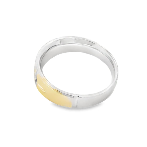 .02ct Mens Ring Wedding Band Sterling Silver 14KT Gold Bids.com