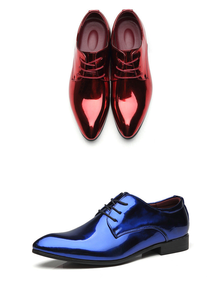 British Pointed Leather Shoes Men's Fashion Bright Leather Men's Shoes Foreign Trade Leather Shoes Amazon Wish LAZADA
