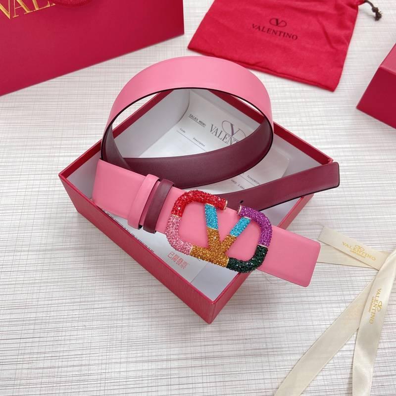 VALENTINO GARAVANI V logo Rainbow Reversible Leather Belt 'Pink/Red' Banlieue91